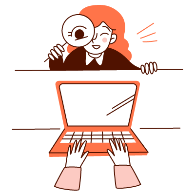 A parent checking school updates on a laptop while a teacher looks on