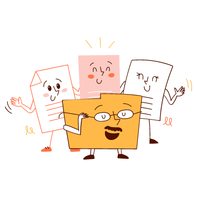 Smiling school records gathered together in a folder